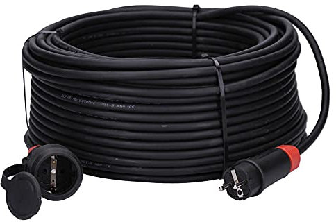 Voxura Schuko Gummi-Verlängerungskabel Schuko-Stecker-Kupplung Adapter Außenbereich Stromkabel Garten Baustelle Industrie Märkte 3-polig 230V H07RN-F 3x1,5 16/3 16A IP54 50m