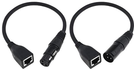 2pcs XLR 3 Pin Female&Male to RJ45 Female Adapter Converter Extension Cable Connector Cord XLR Adapter Cable LED Controller Converter Cable 30CM