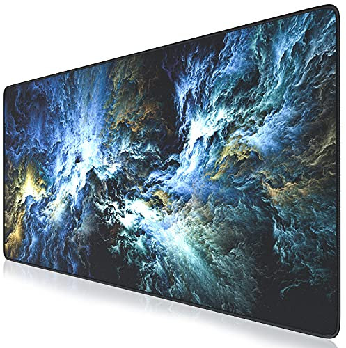 TITANWOLF - XXL Mouse Mat - Mouse Pad 900 x 400 x 3mm –Speed Gaming Mouse Pad - Extra Large - Table Mat Large Size - improved Precision and Speed – Design Blue Storm