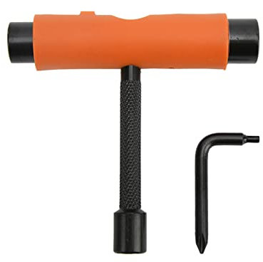 EVTSCAN Skateboard T-Tool, 3-Loch-Skateschlüssel, zum Reparieren, Einstellen, Zusammenbauen, kompatibel mit Skateboards, Longboards, Mini-Cruisern, Rollschuhen(Orange)