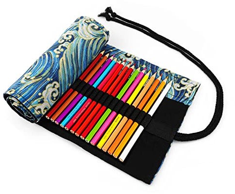CHSEROK 72 Loch Leinwand Pencil Wrap, Stifterolle, Mäppchen mit Großem Fassungsvermögen, Leicht zu Tragen und Zu Waschen, Geeignet für Bleistifte, Buntstifte, Make up Pinsel