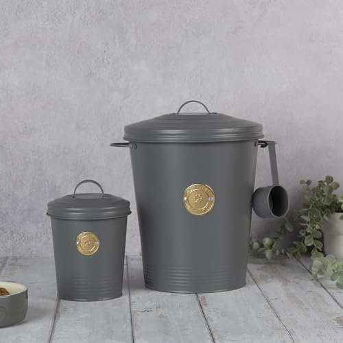 Scruffs Pet Food Storage Set - 2 Pieces - Food & Treat Storage Set Dark Grey - Medium