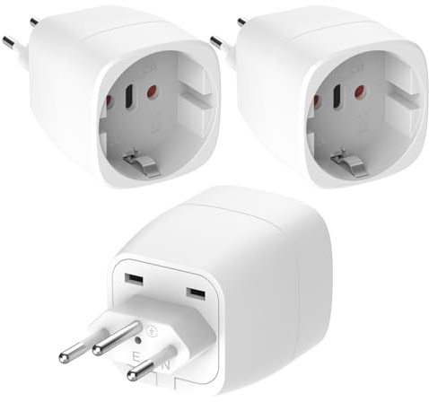 Oliveria 3 Stück Reiseadapter, DE/EU auf Schweiz Adapter, Steckdosenadapter Schuko EU zu Typ J, für Malediven, Ruanda, Liechtenstein