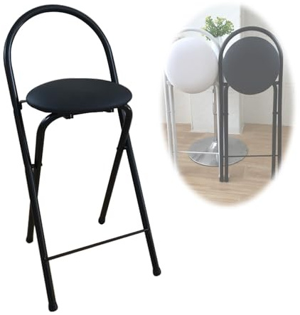 Sgabello da Bar Pieghevole Portatile, Sedia Alto 60cm con Schienale, Sgabello Rotondo Pieghevole per Isola da Cucina/Colazione/Campeggio (Size : D)