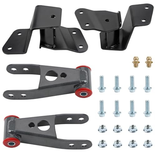 Kit de ganchos de grillete de resorte inferior de 4 pulgadas compatible con Chevy Silverado C1500 GMC Sierra C1500 1988-1998 Kit de caída trasera ajustable de 3 o 4 pulgadas
