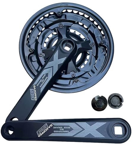 GANOPPER Mountainbike-Kurbelgarnitur, 42/34/24T, 165 mm, 42T, 24 Gänge, 8S, 3-teiliges Fahrrad-Kurbel-Set, 165, 18, 21 Gänge, Kurbelarm mit Bashguard Protector