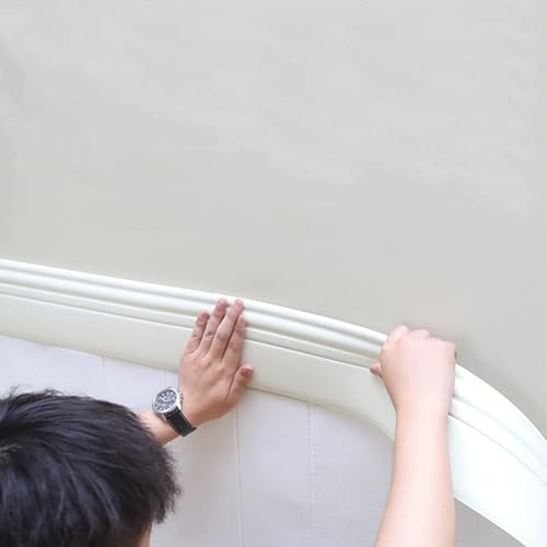 Uematu Black Flexible Foam Baseboard Molding Trim 6 Inch x20 Feet Self-Adhesive Vinyl Wall Base, Peel and Stick Caulk and Trim Strips for Floor, Chair Rail and More