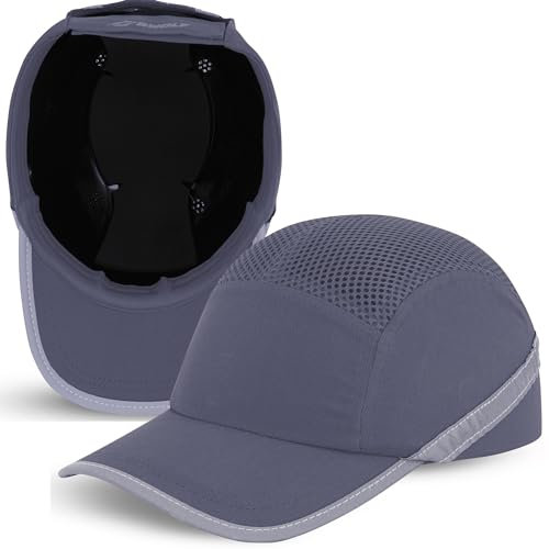 BWOLF TRIVOR - Cappellino di sicurezza da uomo, con cappuccio di sicurezza e protezione in ABS rinfrescante 812 con strisce riflettenti.., grigio, Taglia unica