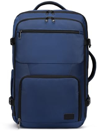 KONO Handgepäck Rucksack 55x35x20cm Wasserdicht Reiserucksack Flugzeug | 38L, Leichter Kabinenrucksack mit Laptopfach, Flugrucksack für Kurztrips, Business und Urlaub, für Herren Damen, Navy