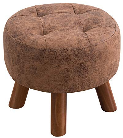 Gepolsterter Hocker mit Fußstütze aus Holz, Schminkhocker aus Leder, gepolsterter Frisiertischhocker, Klavierhocker, Sitzhocker