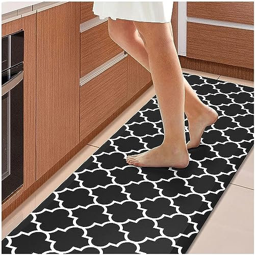 LULUMAIC Dicke Anti-Ermüdungsmatte 0,47 Zoll, rutschfeste, wasserdichte Teppiche, Anti-Ermüdungsmatte für die Küche, für Küche, Boden, Büro, Waschbecken, Wäsche, Black-17,3×60