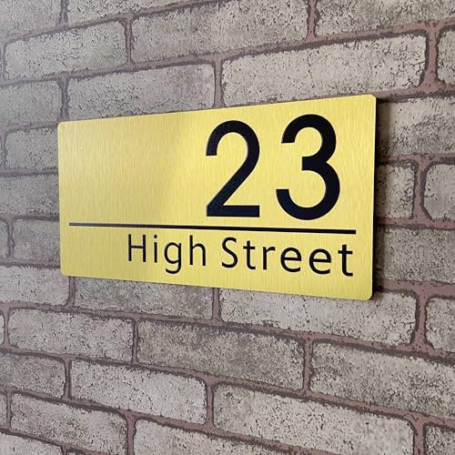 Puertas Números de Aluminio Compuestas Personalizadas con Números de Casa y de Impresión para Exterior en Dorado Número de Calle para Casa Hotel Tienda Apartamento