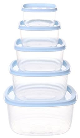 Boîte de Rangement pour Réfrigérateur, 5 Pièces, Différentes Tailles, Empilable, Gain de Place, Récipient Alimentaire Hermétique avec Couvercles pour Garde-manger, Cuisine et