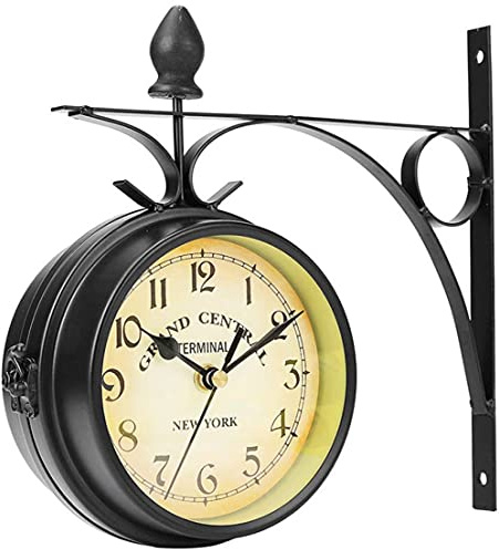 YXUANYZNB Double Sided Clocks Garden Station Outdoor Wall Clock European Antique Style Clock for Home Garden