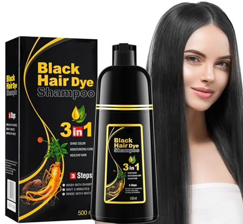 Teinture Cheveux Femme, Shampoing Colorant Noir, Couleur Cheveux Noir, Coloration Des Cheveux En Quelques Minutes Teinture Naturelle Et Durable, Shampooing Colorant Pour Hommes Femmes