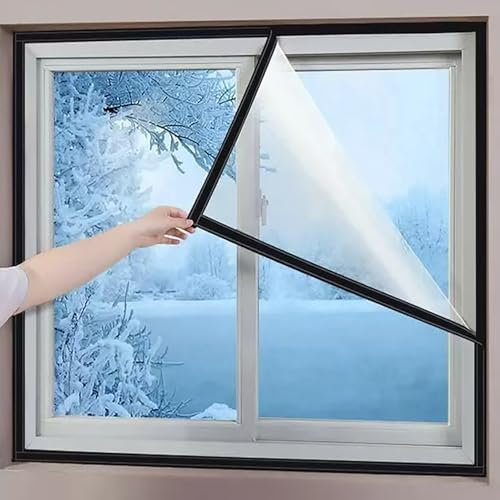 90x100cm Fenster Isolierfolie -Kälteschutzfolie Fenster- Isolierfolie Fenster Kälteschutz Transparente Isolierfolie zur Wärmedämmung an Fenstern