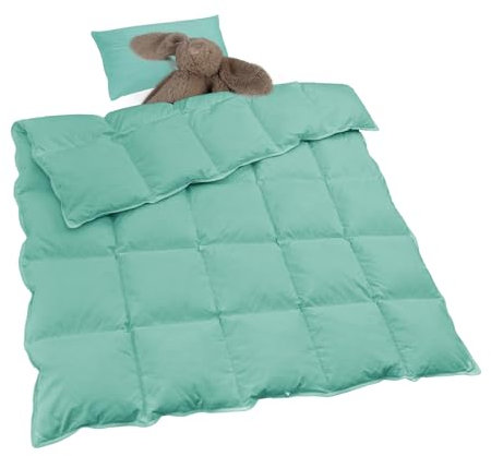 zzlamb Warme Baby-Steppdecke für Kinderbett, kleine Bettdecke, Kleinkind-Daunendecke, leicht, weich, geräuschlos, Baumwoll-Mischgewebe, daunendicht, maschinenwaschbar, Aqua, 104 x 122 cm