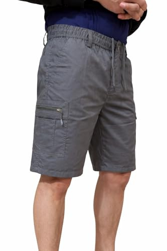 westAce Mens Cargo Shorts Combat Multi Pocket Elasticated Waist Plain Lightweight Relaxed Casual Shorts M L XL 2XL 3XL, Charcoal, L