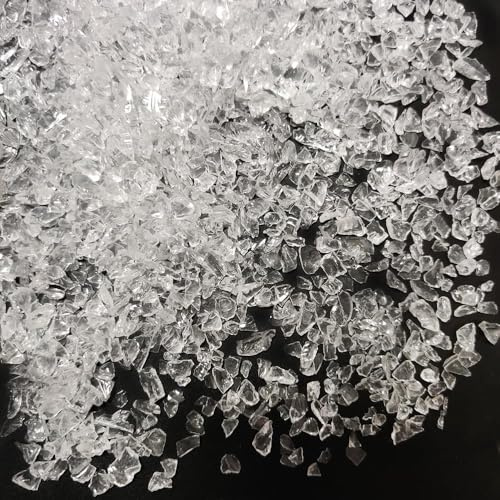 425g Crushed Glass Broken Glass Chips 3-8mm for Resin Arts,DIY Crafts,Vase Filler, Candle Holder Stones, Terrarium Succulent Decor, Epoxy Craft Material,Clear