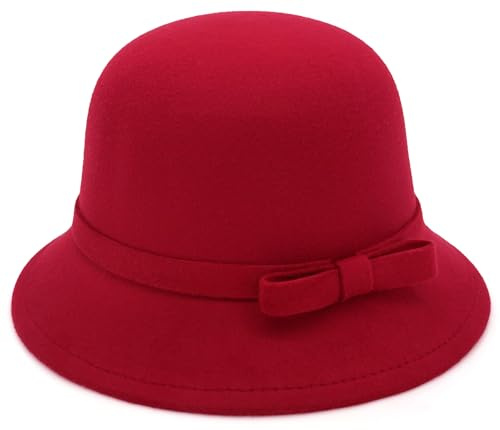 BAOKELAN Damen Filzglocke, Vintage-Stil, Bowler-Hut