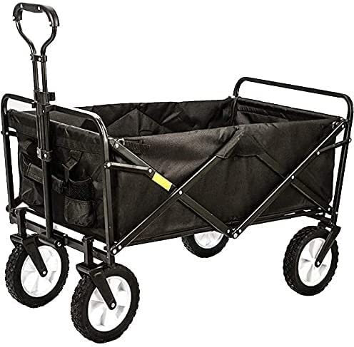 HUIBBGO Carrello da Campeggio per impieghi gravosi, Carrello Pieghevole per Esterni, Carrello Pieghevole da Giardino con Ruote universali, Maniglia Regolabile, Portata 100 kg/220 libbre