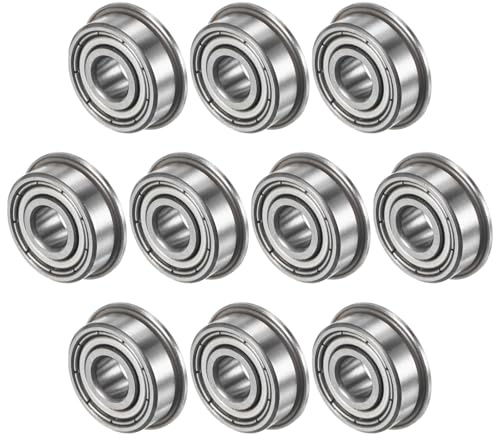 M METERXITY 10-Pack F605ZZ Flanged Ball Bearing, 5 x 14 x 5mm Double Metal Shielded Chrome Steel (GCr15) Flange Rip Bearings for Wheelbarrow/Printer/Fax Machines/Power Tools