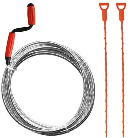 Pipe Cleaning Spiral with Claw, 1.2 m Drain Cleaner Spiral, with 2 Pieces 51 cm Plastic Drain Snakes, Pipe Spiral for Cleaning Toilet Sinks, Kitchen Pipes