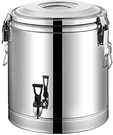 LOIRIIC 40L Edelstahl Warmhaltebehälter mit Ablasshahn, 201 Edelstahl 39 * 38cm Große Isolierter Suppenbehälter mit Deckel für Speisen & Getränke,Für Alle Arten Von Partys, Picknicks Im Freien