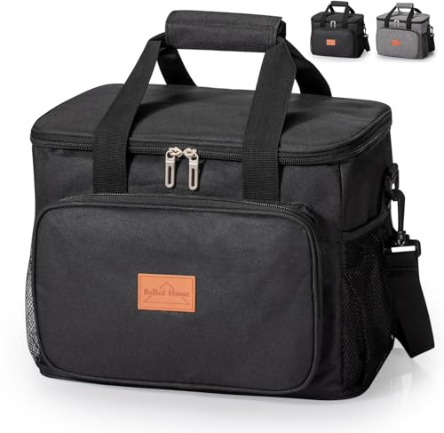 Bolsa Termica Porta Alimentos 15L Bolsas Comida Trabajo Bolsa Isotermica Portatil Bolsa de Almuerzo Bolsa Porta Alimentos Con Ajustable Correa Bolsa Nevera para Oficina Pícnic Colegio (Negro)-C