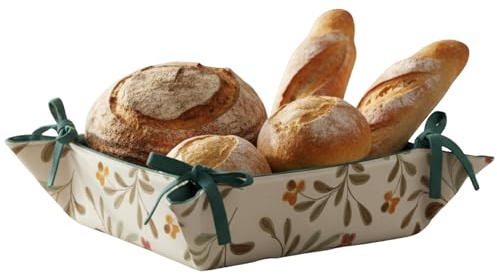 Cestino Pane in Cotone, Porta Pane da Tavola - Cestini con Diverse Fantasie, Portapane da Tavola 20x20x9 cm