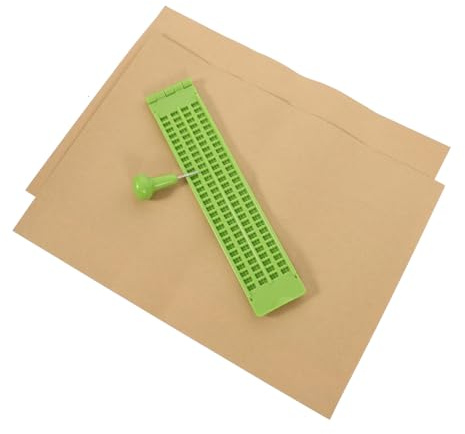 Toyvian Lavagna Braille per Non Vedenti in Plastico Leggero e Flessibile 27 Righe e 30 Celle, Kit Completo Penna e Fogli per Scrittura Braille