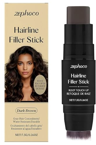 Dual-Ended Root Touch Up Stick, Haarfärbestift, Wasserdichter Haaransatz-Verstärker, Haaransatz Puder, Forehead Bangs Complementary Color Sticks für Spärliche Haarlinie und Grauabdeckung(Braun, 7,5 g)