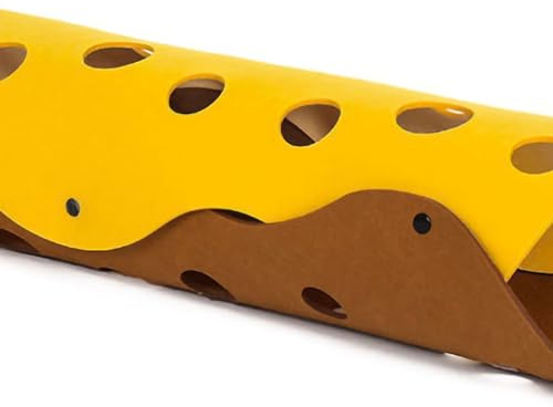 Generic Filz-Katzentunnel, Langlebiges, Zusammenklappbares Spielzeug für Katzen, Abriebfester, Interaktiver Katzentunnel für Alle Jahreszeiten, Polyester-Material (Gelb und Braun)