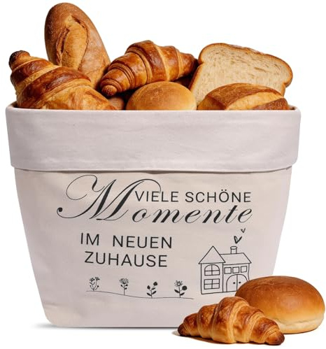 XiLayNeen Corbeille à Pain en Tissu Réutilisable,Sac à Pain Cadeau de Déménagement pour Nouvelle Maison,Cadeau de Pendaisson de Crémaillère,Panier à Pain pour Pain et Sel (Blanc)