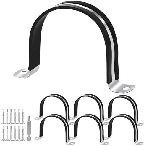 4 Inch pipe clamps, Pipe fixing clamp,304 Stainless Steel & Rubber Lining Pipe Strap Clamp (6pcs 100mm)