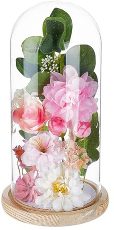 PH PandaHall Campana de cristal con base de madera, 14,3 x 27,6 cm, vitrina de terrario transparente, almacenamiento de botellas, centro de mesa decorativo para flores, suculentas, decoración del