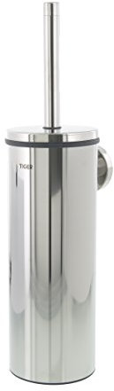 Tiger Boston Toilettenbürste, WC-Bürste mit Halter zur Wandmontage, mehr Hygiene dank integriertem Deckel und herausnehmbaren Einsatz, Edelstahl poliert