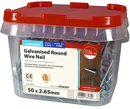 TIMco GALVANISED ROUND WIRE NAILS (2.5kg TUB) 75 x 3.75
