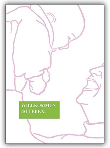 Kartenkaufrausch 4er Set mit Umschlag: Baby/Geburts Gratulationskarte in rosa: Willkommen im Leben • zauberhafte Willkommens Grusskarte, Geschenk-karte zur Geburt um Mutter und Kind zu gratulieren