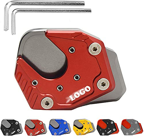 Motorrad CNC Seitenständer Verbreiterung Ständer Seite Ständer Verlängerung Teller Pad für XADV X adv 750 2017-2020 (Titan + Rot)