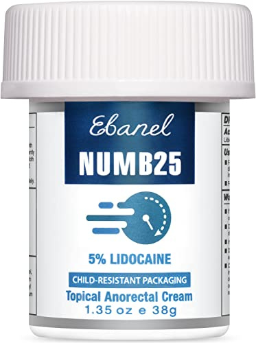 Ebanel 5% Lidocaine Numbing Cream, Pain Relief Burn Itch Numb Cream, 1.35Oz