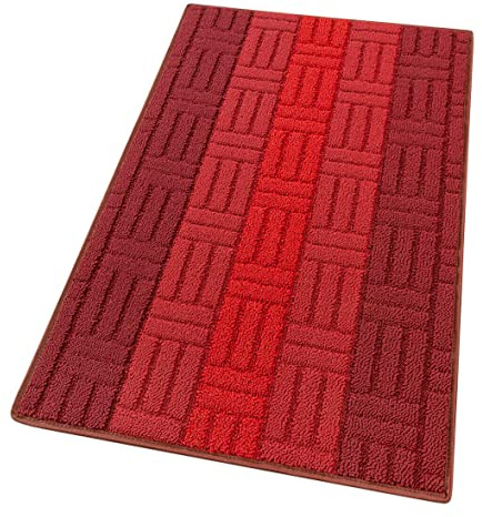 emmevi Tappeto Cucina Bordato Assorbente Tessitura 3D Varie Misure E Colori Multiuso Bagno Camera Corridoio 100% Made in Italy mod.MIA 50X80 BORDEAUX
