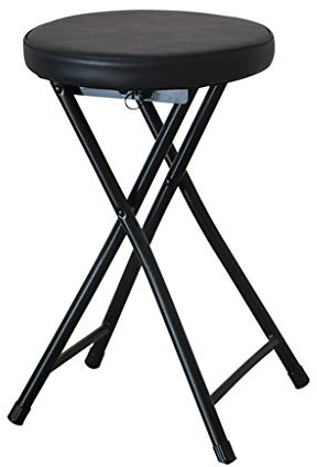 Haushaltswaren Runder Kompakter Klapphocker, 150 Kg Tragkraft - Einzigartiges Und Ergonomisches Sitzdesign - Höhe 46/60 cm - Schwarz/Weiß