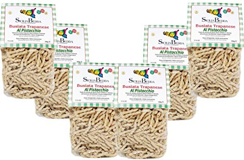 Sicilia Bedda - BUSIATE TRAPANESI AL PISTACCHIO 6% - Novità 2020 - Prodotto Artigianalmente da Pastificio Trapanese - Confezioni da 500 Grammi (6 Confezioni da 500 Grammi)