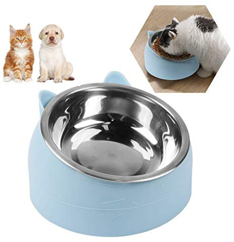 Cuenco del Gato, Tazón Antivomitos Inclinable 15°, Comedero para Gatos y Perros, Acero Inoxidable, 200 ML