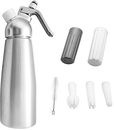 Erogatore di panna montata EVTSCAN - Contenitore in alluminio di qualità professionale - Frustino per panna resistente - con tre (3) ugelli(500ML)