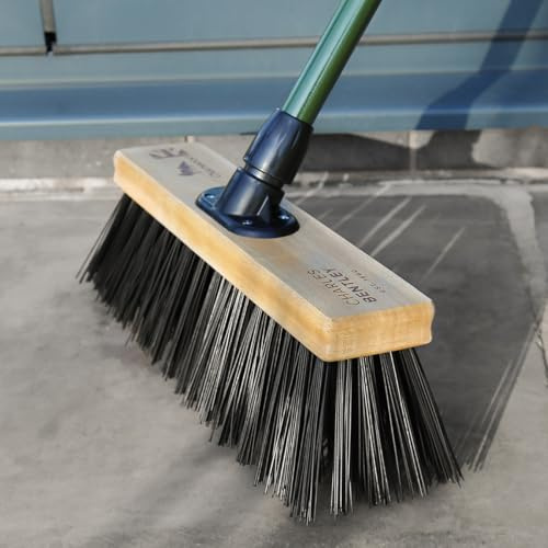 Charles Bentley Charnwood 14 Heavy Duty PVC Broom for Garden & Outdoor Maintenance Premium Brushware Green FSC