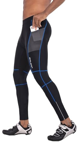 baleaf Men's Cycling Pants 4D Padded Bike Tights Bicycle Biking MTB Long Leggings Pockets UPF 50+ Blue M