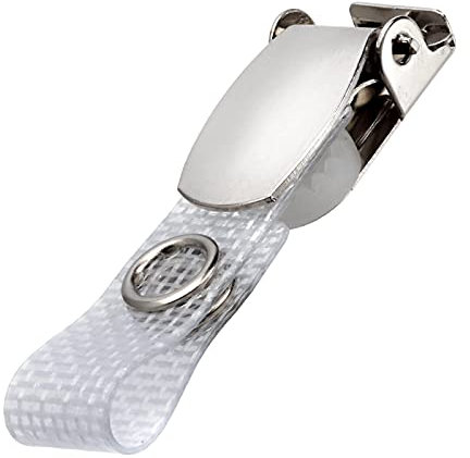 Karteo® Ausweis Clip mit Metalldruckknopf und Vinylstrap gewebeverstärkt [1 Stück] Clips für Ausweishüllen Kartenhüllen Ausweishalter Kartenhalter