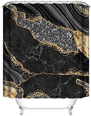 HORIWE Shower Curtain Waterproof Mould Mildew Resistant Washable Bathroom Curtain Decor with Marble Pattern Shower Curtains with 12 Hooks